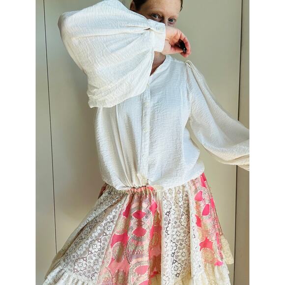 A New Day Pheasant Style Pirate blouse Size Large Cream Fall fashion - Picture 1 of 7